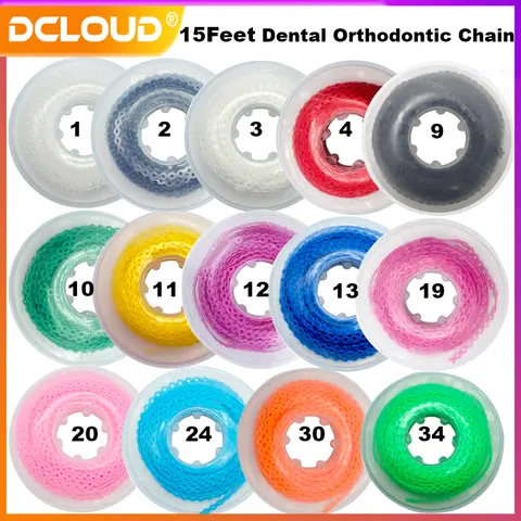 4.57m/15Feet Power Chain Dental Elastic Chain Orthodontic Ultra Power Chain Rubber Band Long/Short/Continuous Dentist Materials