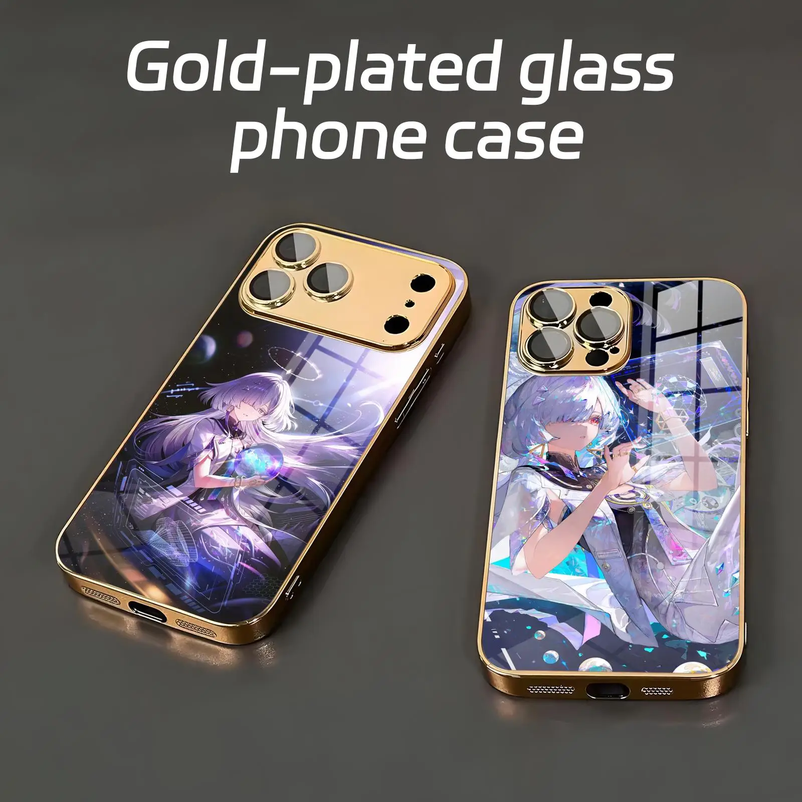 Чехол для телефона из гальванизированного стекла для iPhone 17, 16, 16e, 15, 14, 13, 12 Plus, Mini, Pro, Max Wuthering Waves MORNYE