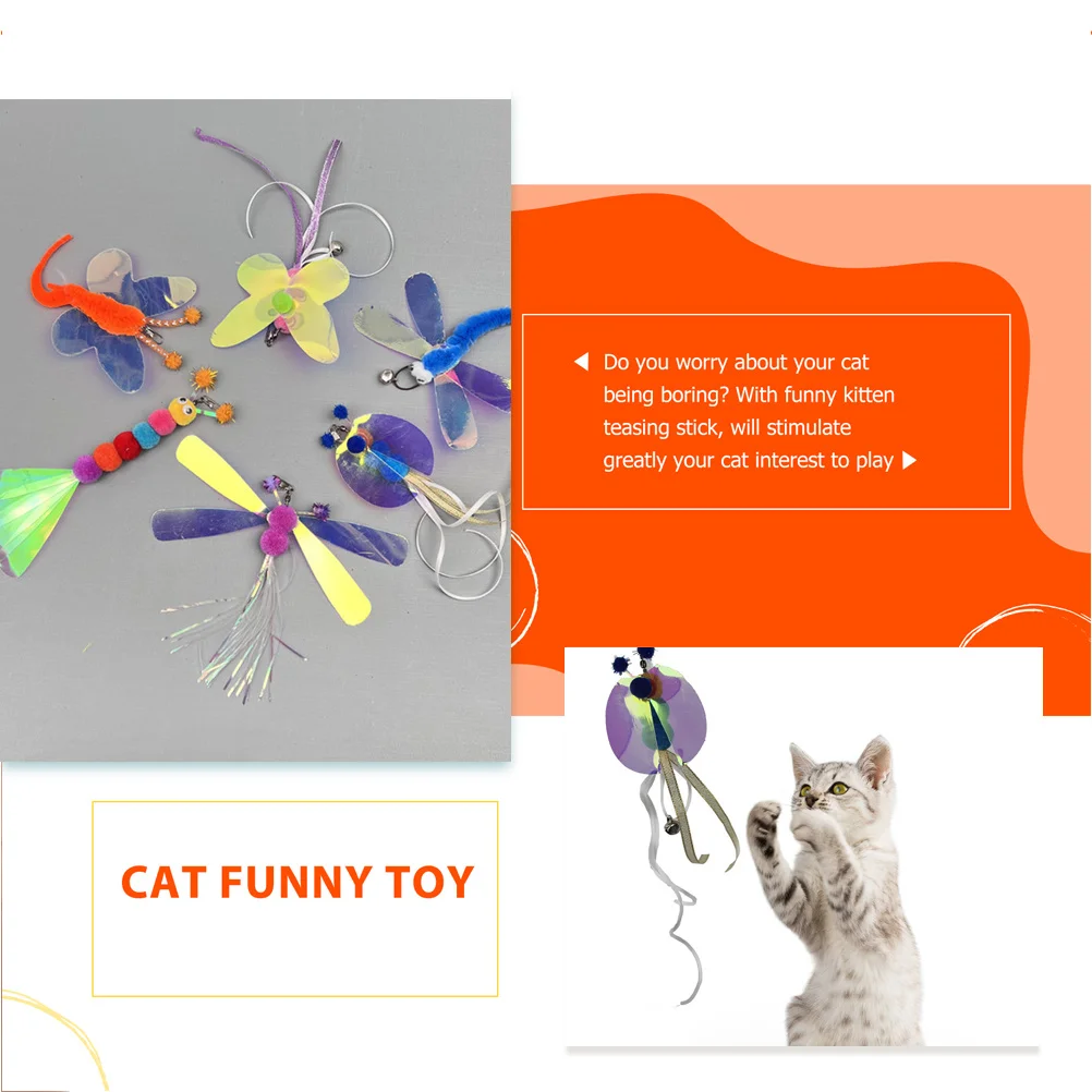 

6Pcs Cat Teasing Stick Replacement Refills Interactive Pet Accessories for Cat Play and Exercise Pet Accessories