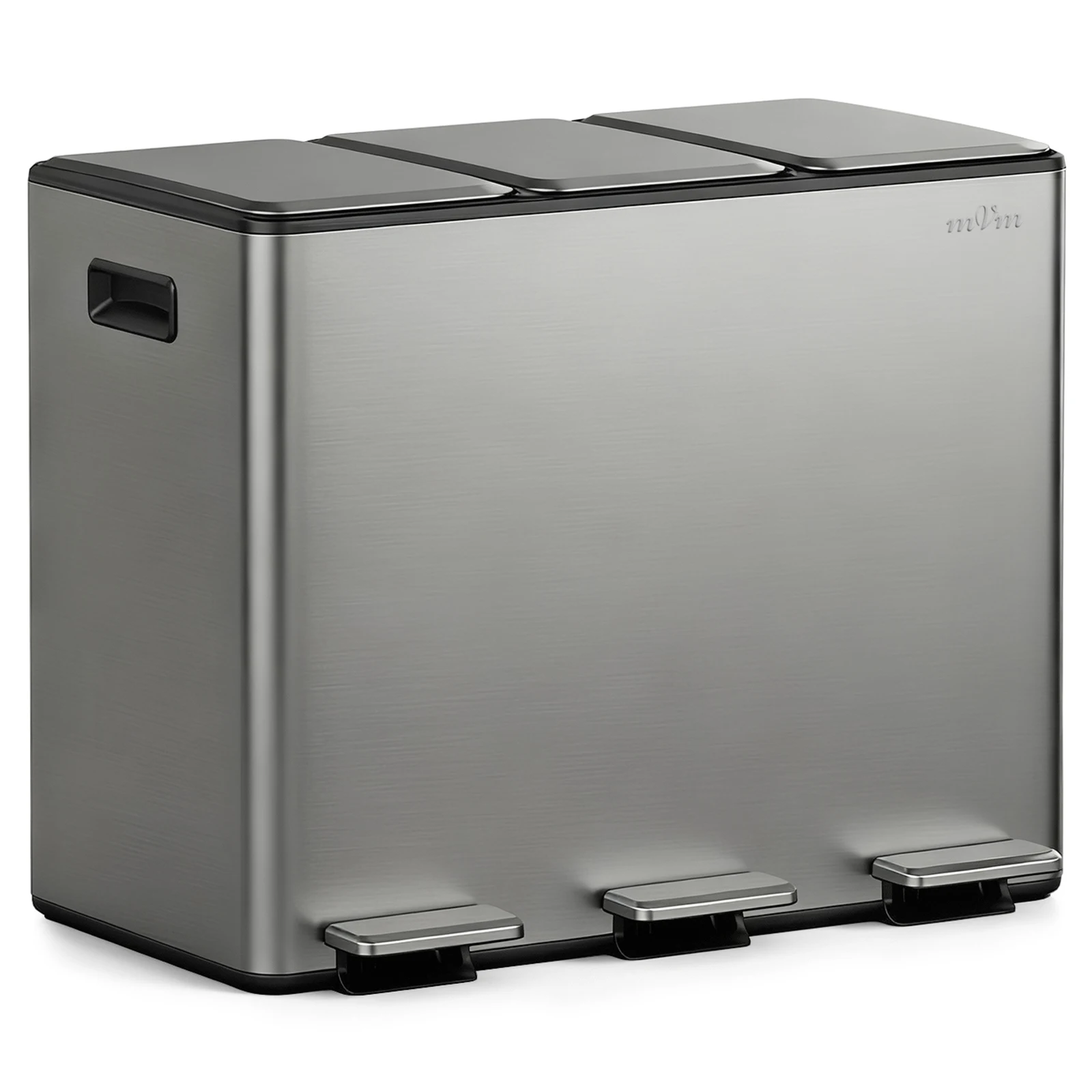 mVm Trash Can Stainless 60L/40L/45L Kitchen Step Trash Bin for Recycling Waste Sorting Soft Close Lid Double Lid