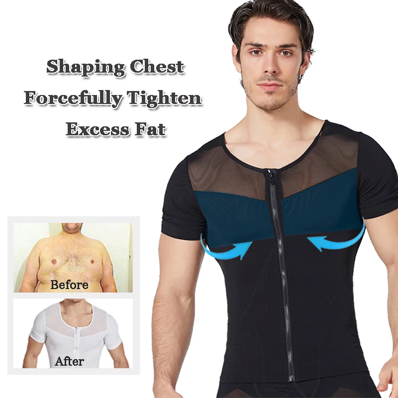 Corsé moldeador de cuerpo para hombres, Tops adelgazantes, camiseta de compresión, Control de barriga, reductor de vientre, Corrector de postura, chaleco de faja