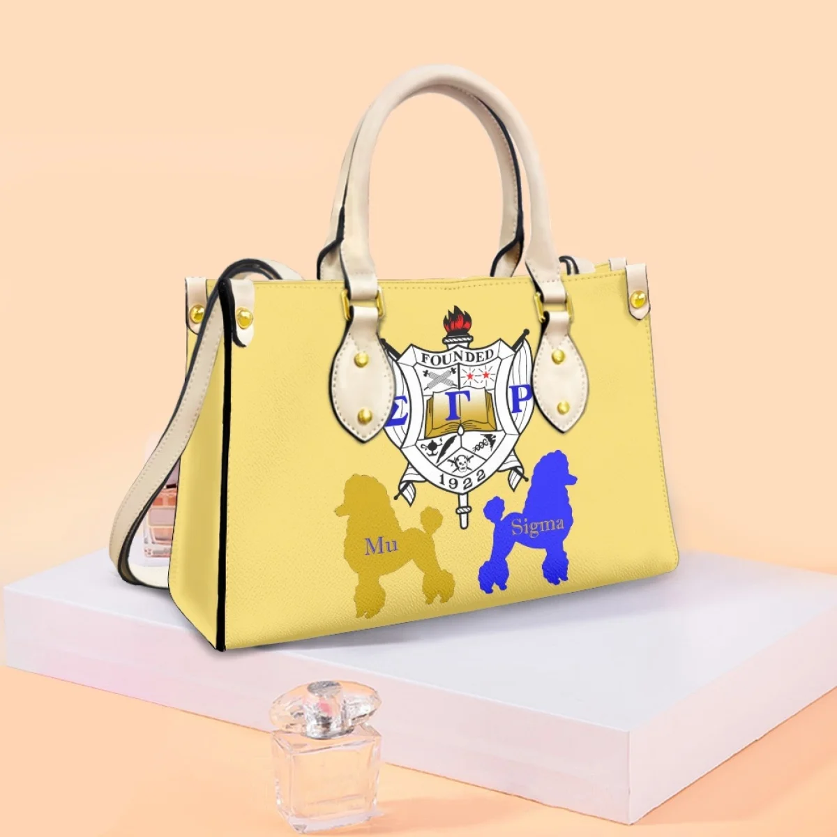 Personalized Sigma Gamma Rho Print Top Handle Shoulder Bag Poodle Pattern Women's Fashion Handbags Large Capacity Party Clutch