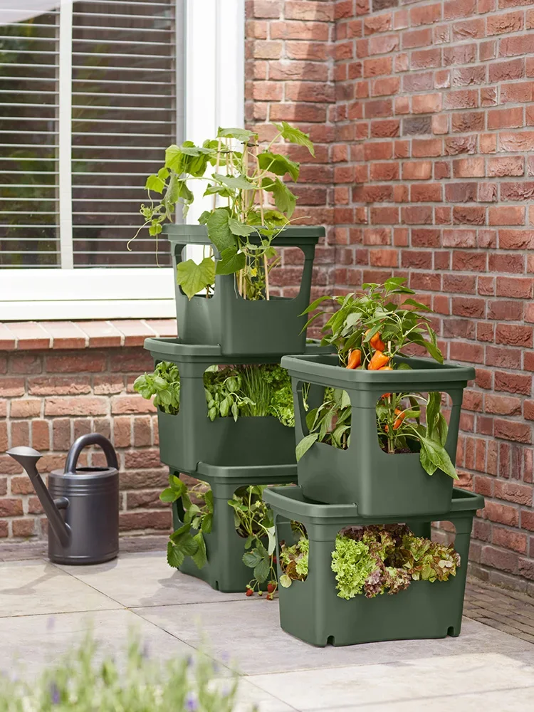 Vegetable planting tool, balcony, rooftop, square vegetable planting box, can be stacked with large-sized plastic thickened