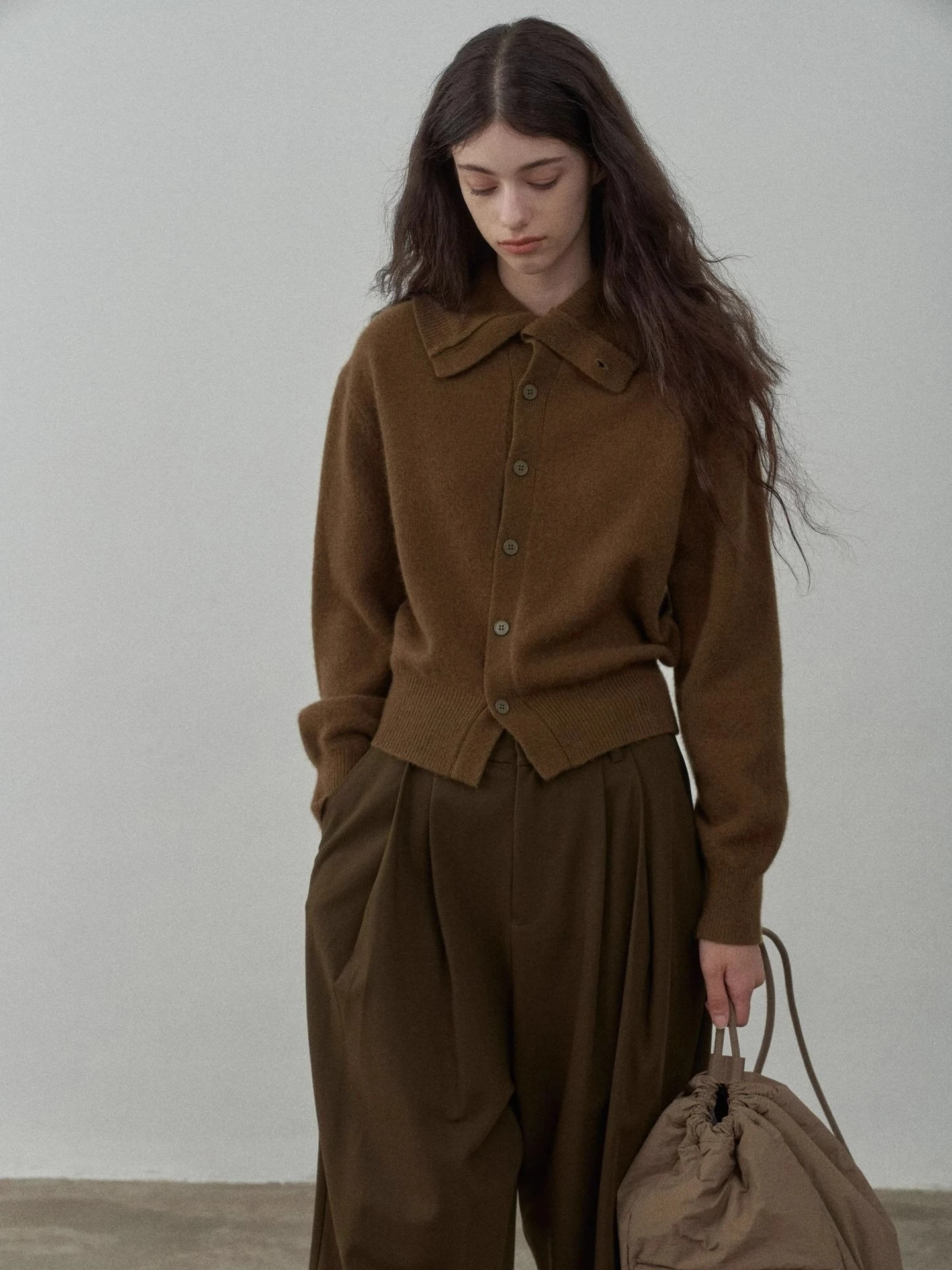 

Autumn Winter High Collar Women's Knitted Open Cardigan Long Sve Turn-down Collar Soft Cozy Sweater Trendy Commute Sle