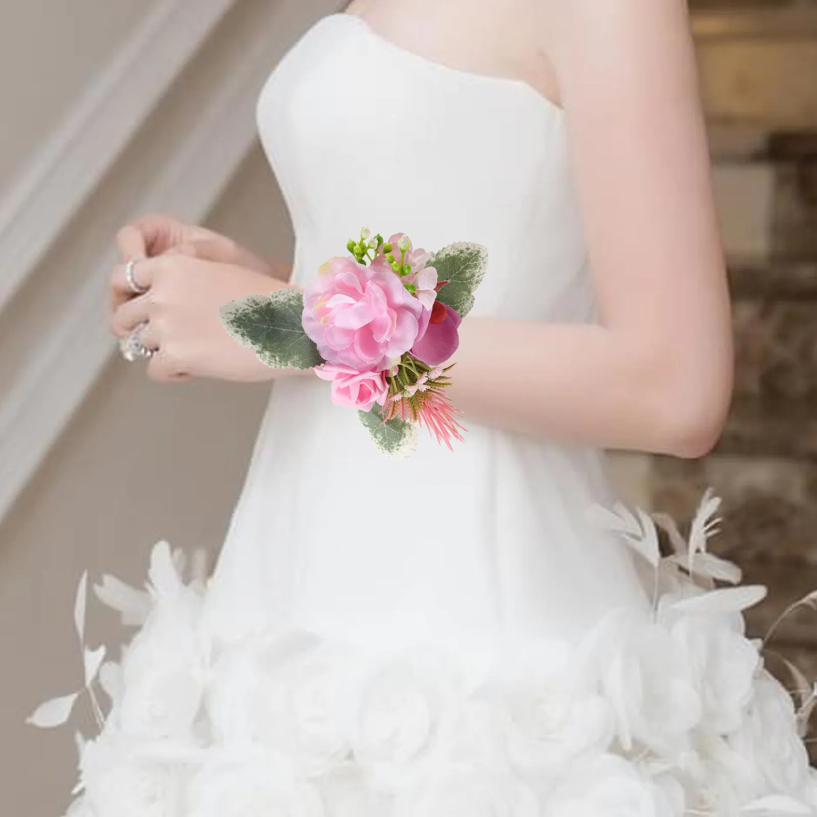 

Шикарный цветочный браслет для невесты и подружек невесты, модный аксессуар для вечеринки, элегантный декор для запястья