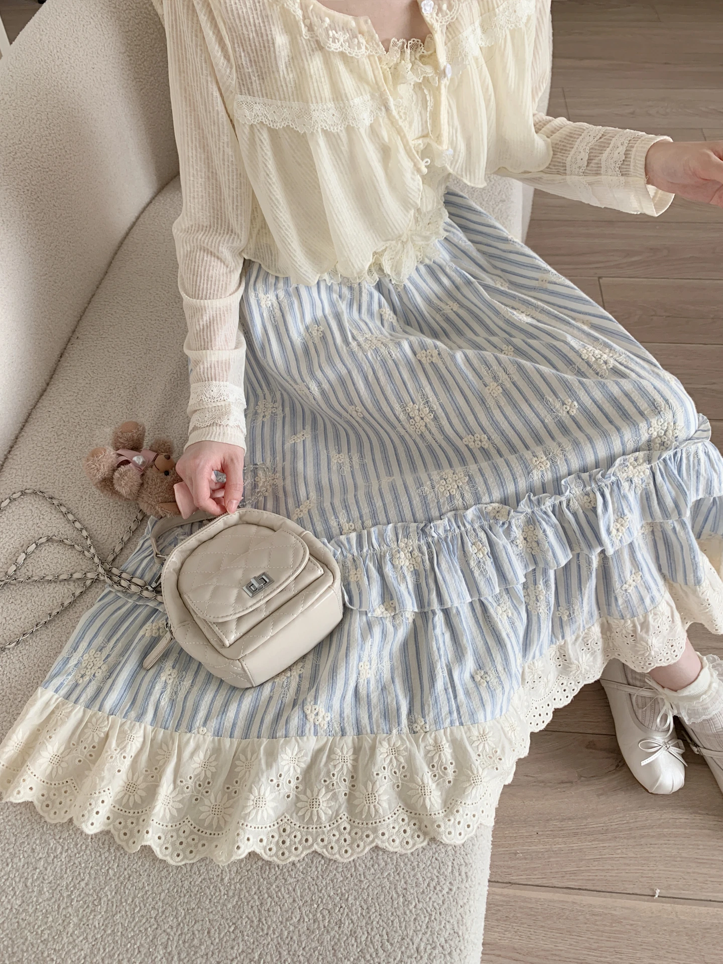 High Waist A-Line Skirt Women's Summer Vacation Design Sense Wide Skirt Female 2026 New Style Half-length Skirt Cotton Blend