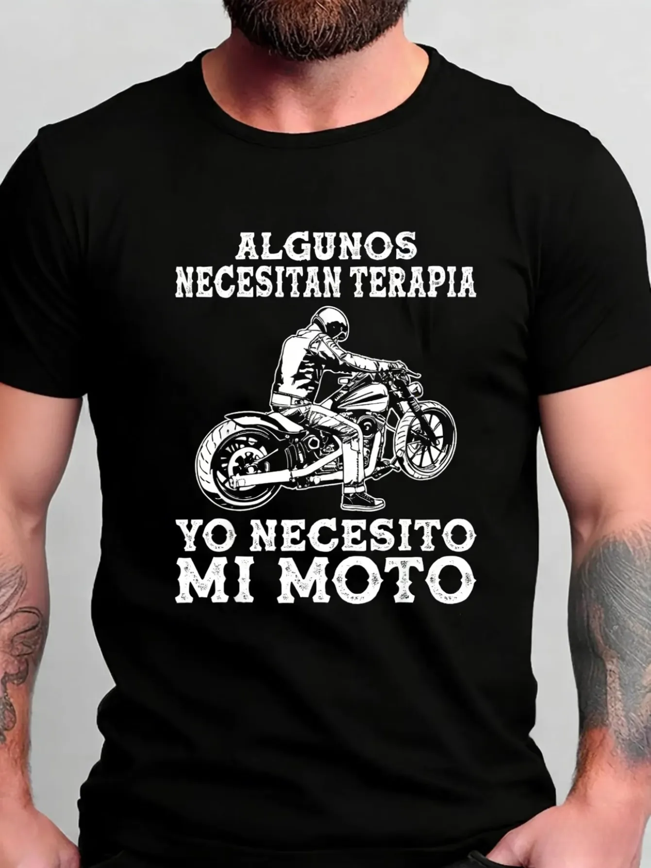 Camiseta estampada para hombre YO NECESITO MI MOTO con estampado de motocicleta española, diseñada para motociclistas, con un estilo hardcore para exteriores, Vinta