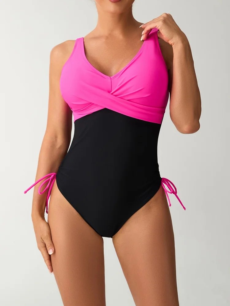 بدلة سباحة قطعة واحدة للسيدات 2026 جديدة متينة بياقة على شكل V ملابس سباحة مثيرة مونوكيني صيفي بدون ظهر بدلة استحمام للشاطئ للسيدات #4