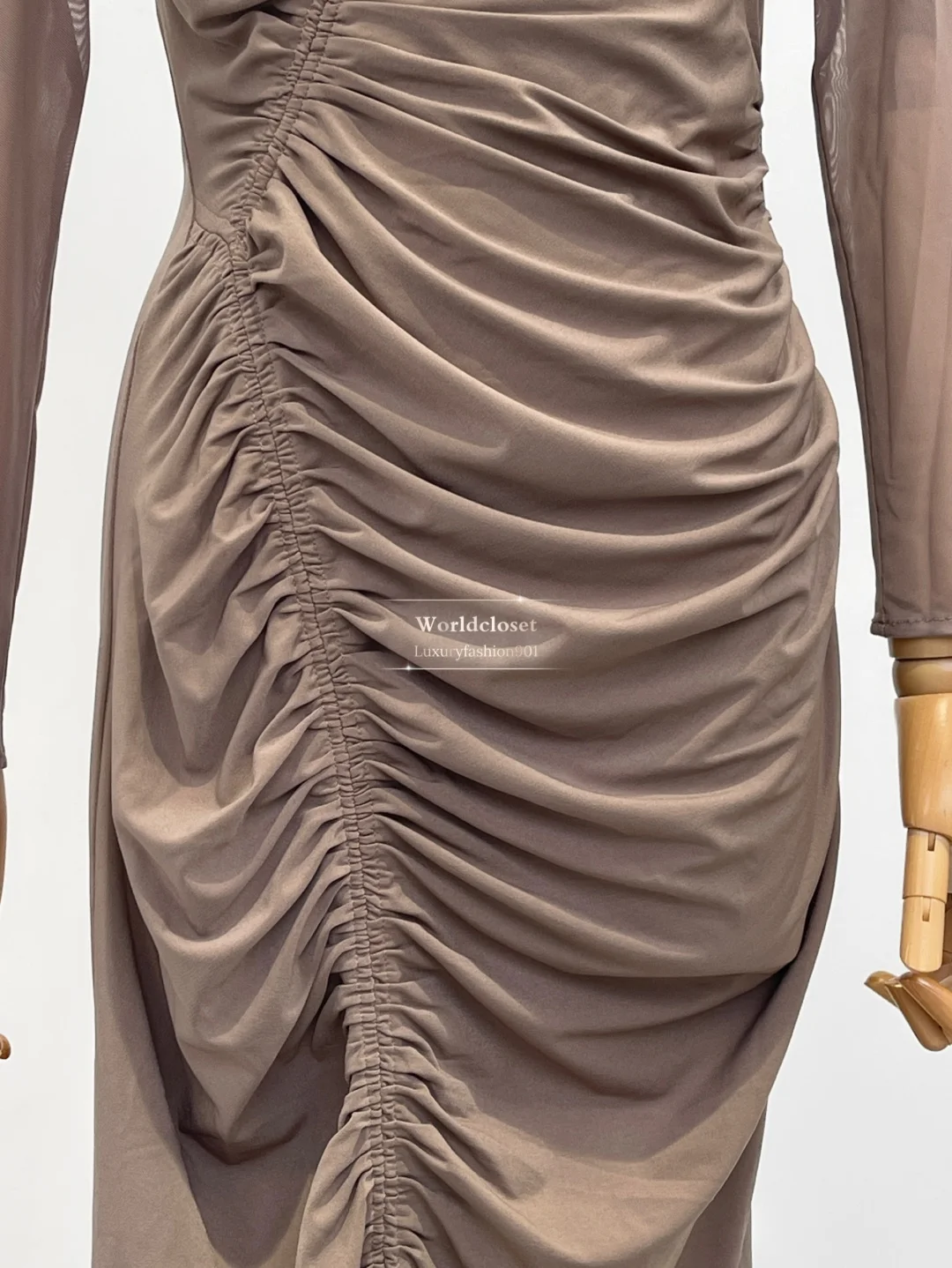 Vestido midi ajustado con un hombro y manga larga con abertura frontal para mujer