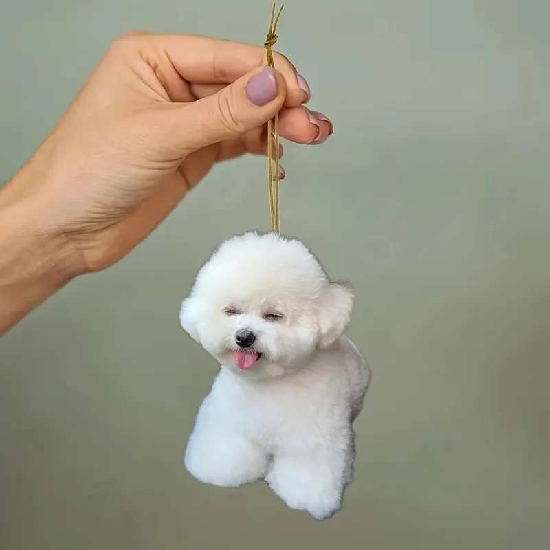 White Puppy Acrylic Pendant Versatile Charm Cute Bichon Frise