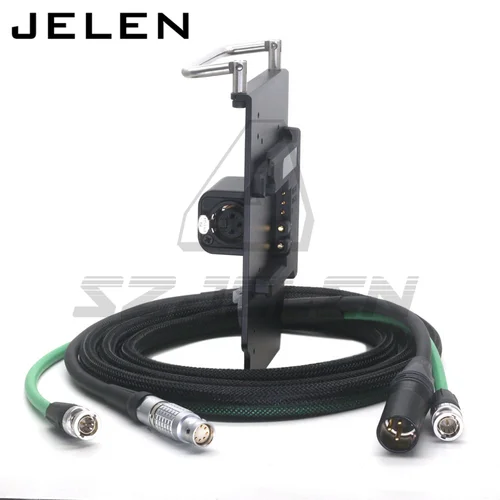 La placa de fijación de la manija de salida de potencia de montaje B a XLR de 3 pines para la cámara miniLF ARRI S35 se utiliza por separado desde la batería