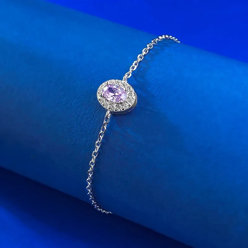 

2025 S925 Silver Oval Pigeon Egg Bracelet Light Luxury Exquisite Commuter Versatile Bracelet Adjustable Wedding Jewelry