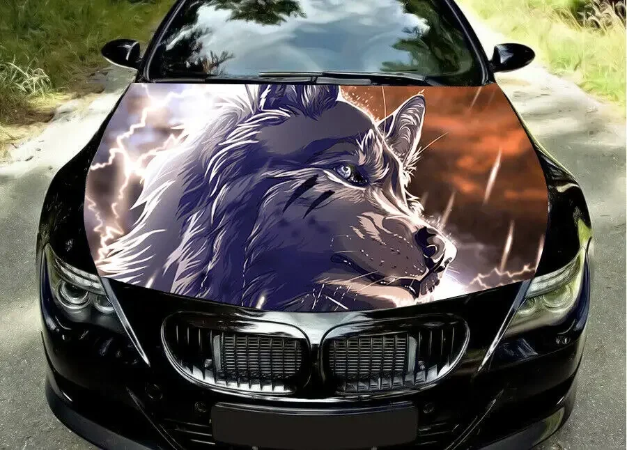 

'HUNGRY WOLF' Car Bonnet Wrap Decal Full Color Graphics Vinyl Sticker