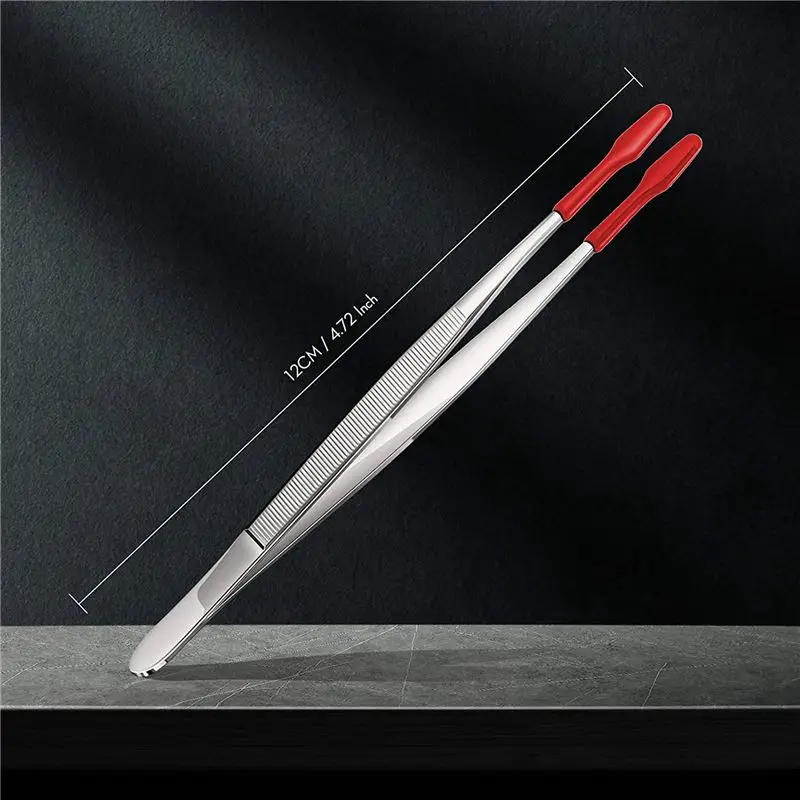 4 Pieces Of Rubber Tip Tweezers PVC Silicone Precision Tweezers Laboratory Industrial Hobby Craft Tweezers Tool-Red-[LUCK 9]