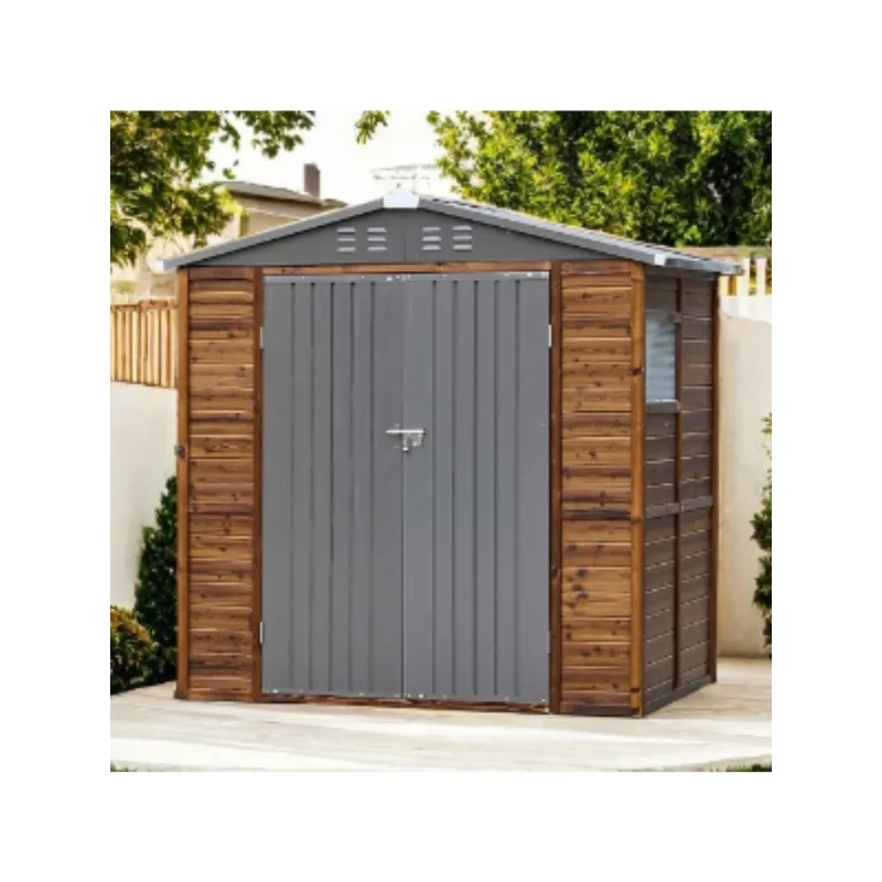 

4x6FT Iron-Wood Combination Tool Shed A Perfect Blend Of Nature And Functionality