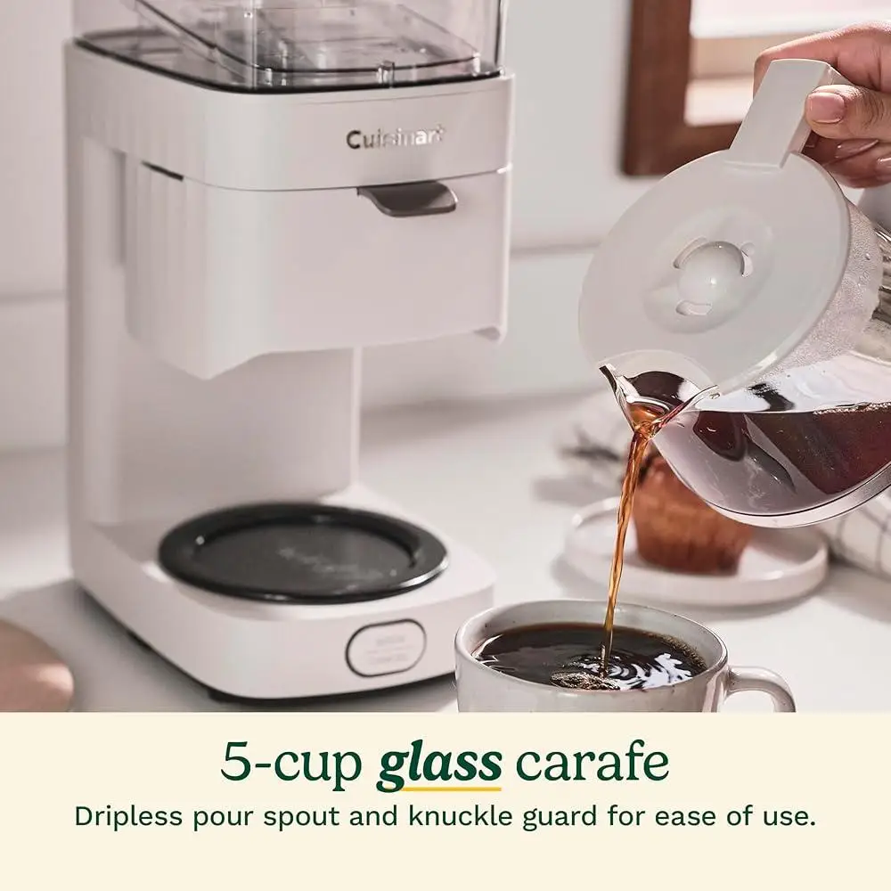 5-Cup Coffee Maker Drip Coffee Machine Auto Shut-Off Easy Operation Brew Pause Keep Warm Feature Glass Carafe Removable Water