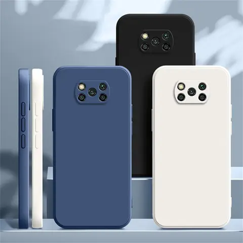 New Square Liquid Silicone Case for Xiaomi POCO X3 Pro NFC X3Pro X3NFC Shockproof Soft Cover Coque
