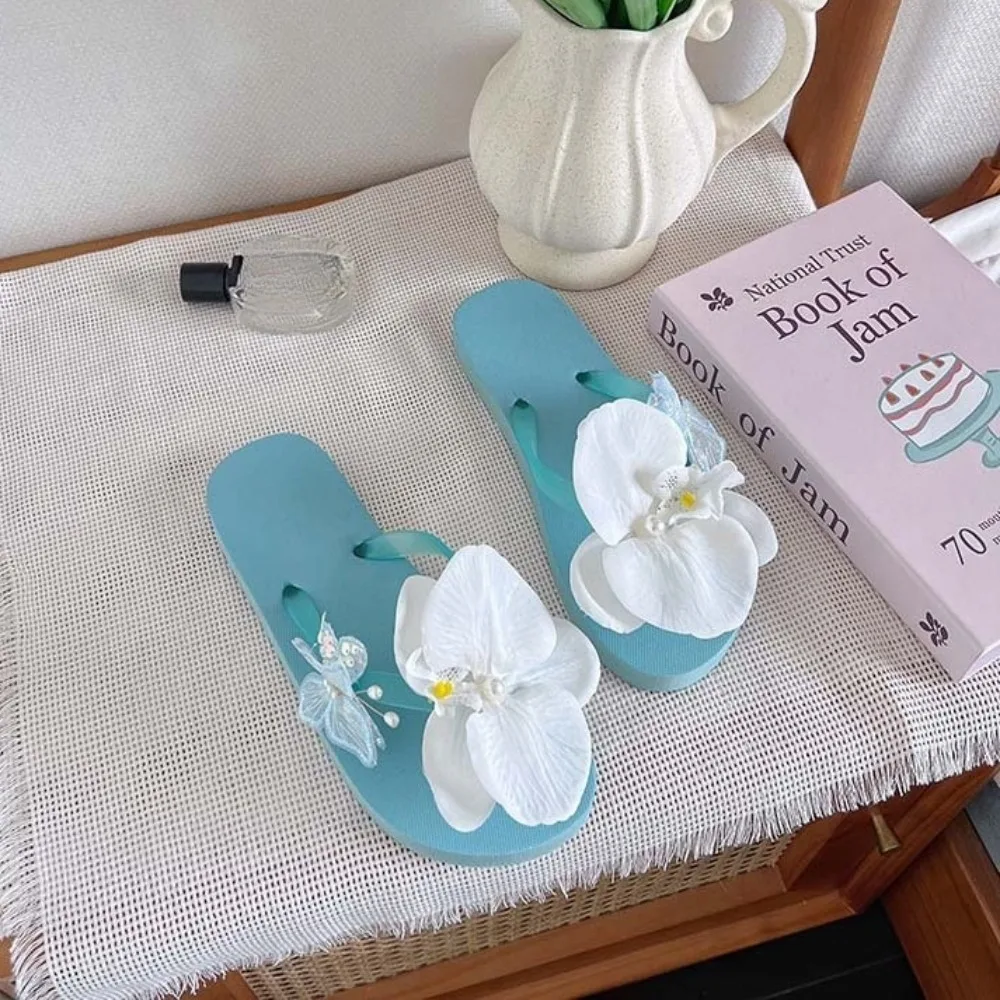 

Модные отпускные шлепанцы с цветами, пляжные водонепроницаемые сандалии с орхидеей и орхидеей, мягкие нескользящие тапочки с орхидеей-бабочкой для плавания