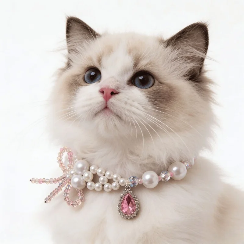 Wholesale Pet Jewelry Set Bling Diamond Pearl Necklace Dogs Cats Fashion Hairpin Puppy Accessories Wedding Party Gift Luxuary