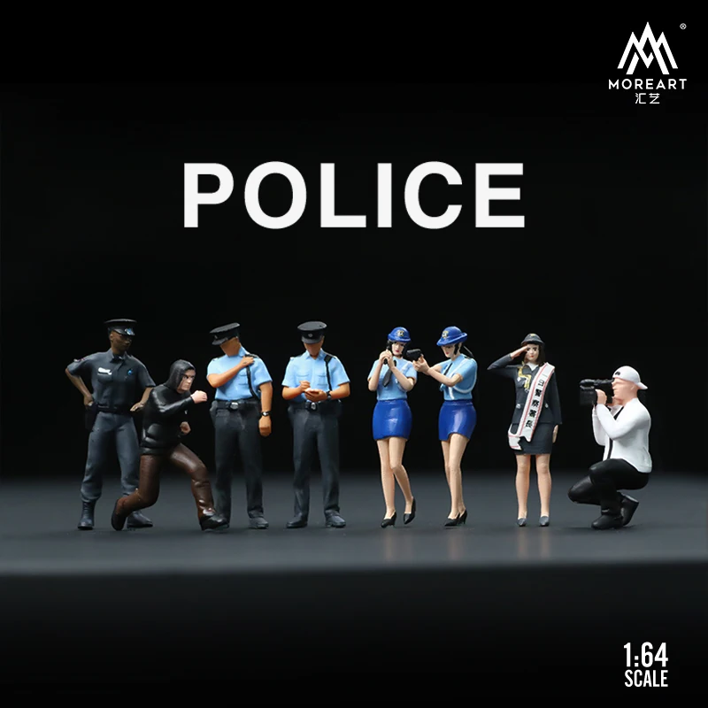 

Новинка 2023 года, масштаб 1/64, набор темпераментной полиции, сделай сам, одинаковые сцены, миниатюрная кукла, игрушка, модель коллекции, дисплей, подарок
