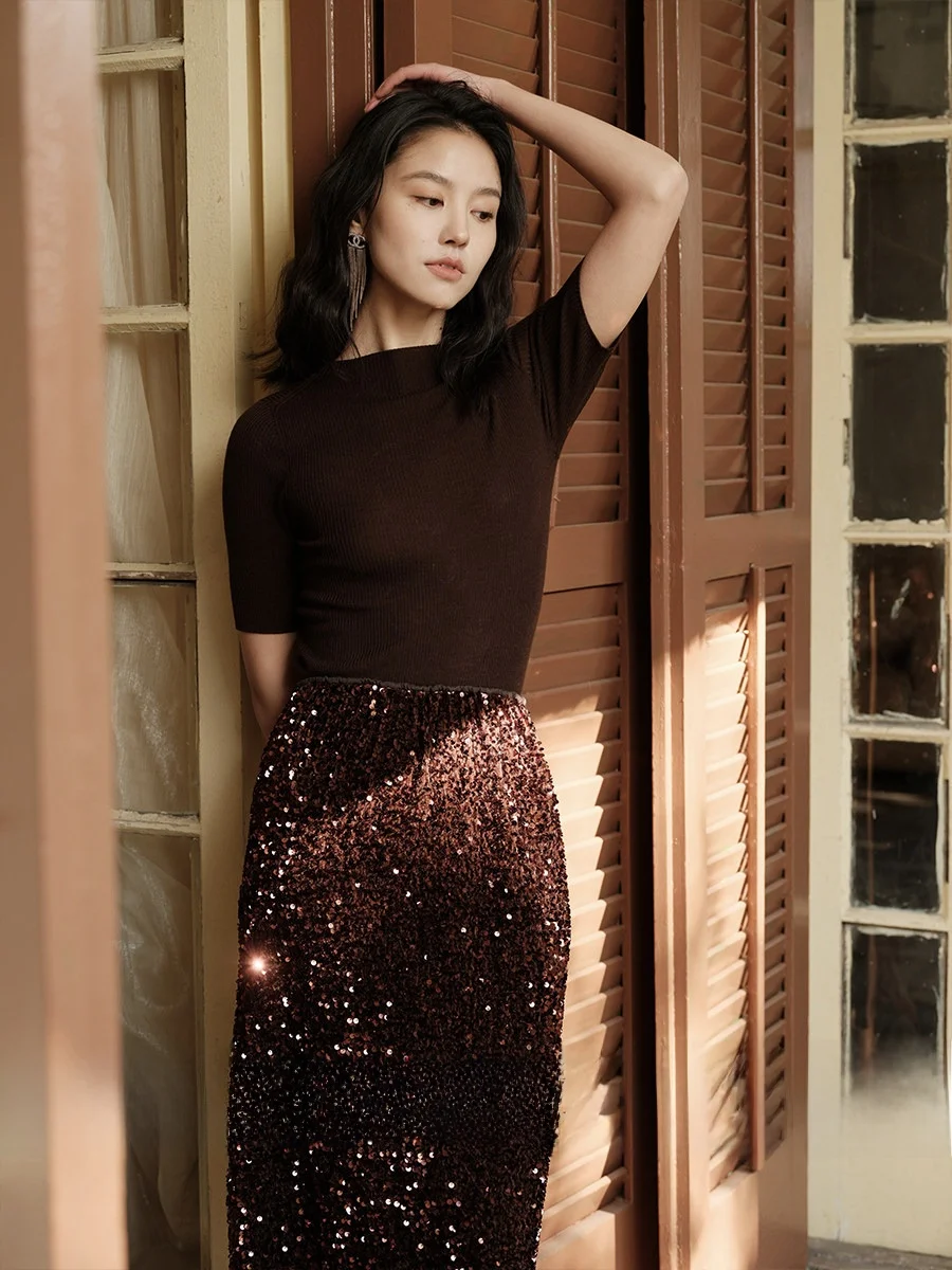 

Zhimai Rihai Basic Law Yangzia Sl интегрированный круглый вязаный свитер Ne mid Sve, женский топ для поездок на работу, шерстяная смесь