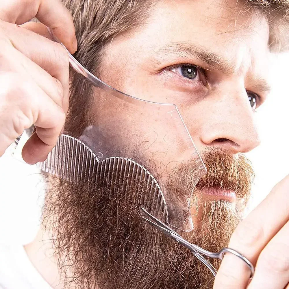 New Innovative Design Beard Shaping  or Stencil with Full-Size Comb for Line Up  Tool Trimming Shaper Template Guide for Shaving