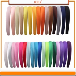 1pc 1.5cm Satin Headbands Girl Hair Hoop Headwear Women Covered Hairband Plastic ABS Hair Accessories Multicolor DIY