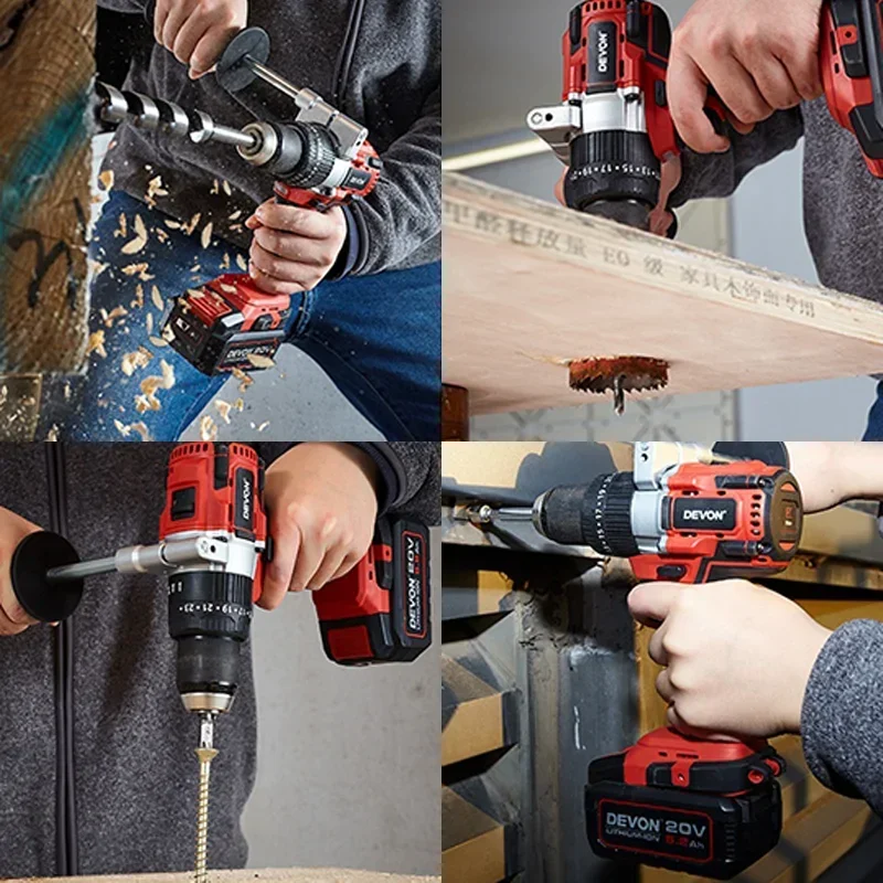 5282-Li-20 DEVON Variable Speed Brushless 20v Battery Ce Certificate Impact Cordless Power Drills Lithium Electric Drill