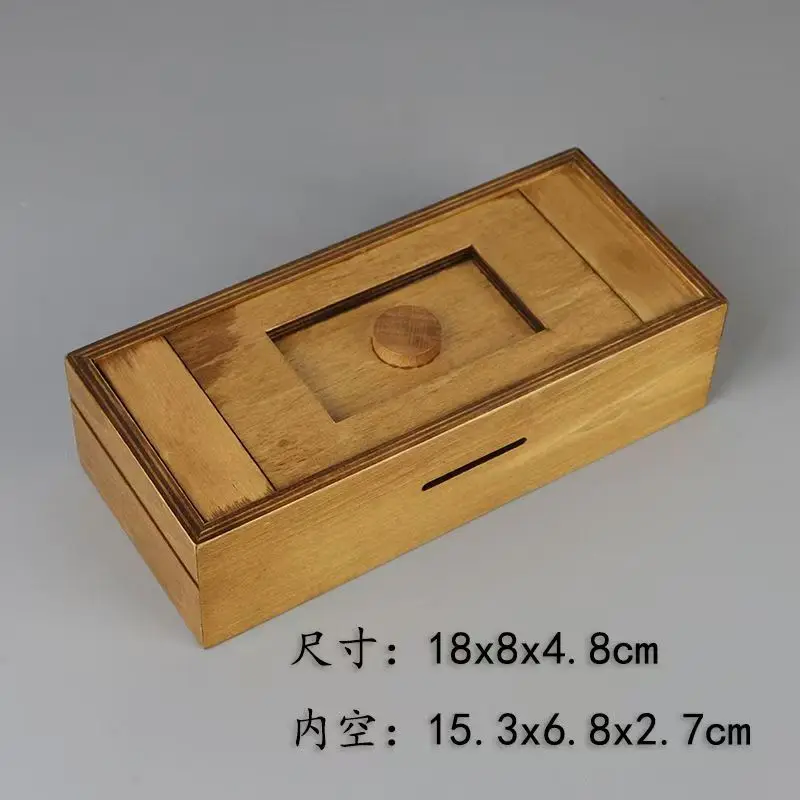 Vintage LuBan Storage Concealed Box Secret Compartment Cabinet Hidden Mechanism Wooden Mechanical Case