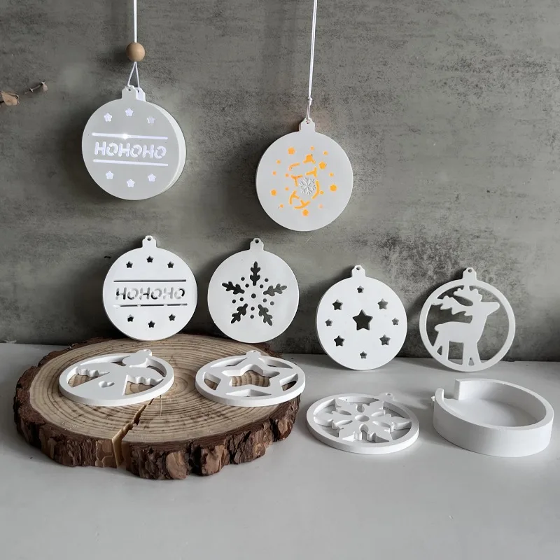Yuvarlak Noel Serisi Atmosfer Lamba Kalıp Ekleme Işık Kutusu Asılı Silikon Kalıp Yıldız Elk Melek Kar Tanesi Işık Ev Kalıpları