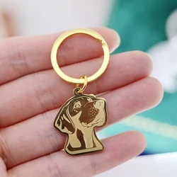 Cute Weimaraner Dog Lucky Charms Keychain for Women Men Stainless Steel Pendant Kids Gifts Jewelry Car Key Rings Deco Supplies