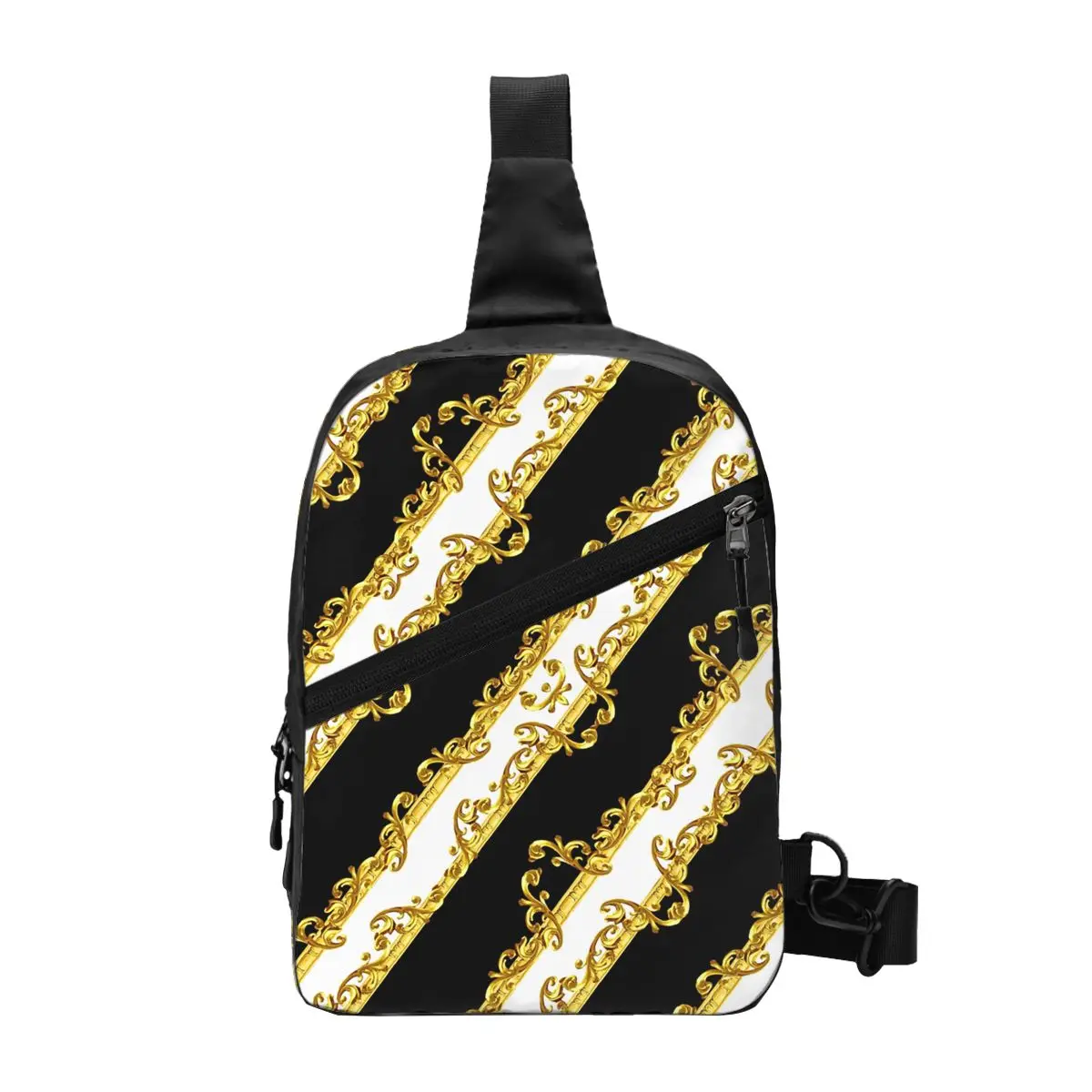 Greek Ornament Baroque Prints GoldenMeander Meandros VINTAGE Crossbody Sling Backpack Men Shoulder Chest Bags for Camping Biking