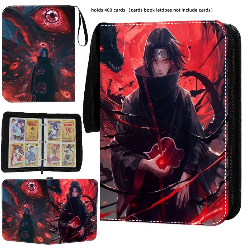 Anime Naruto Uchiha Sasuke Peripheral Card Album Game Card Collection Toys Zipper Holder Binder High-Capacity Storage Bag Gifts