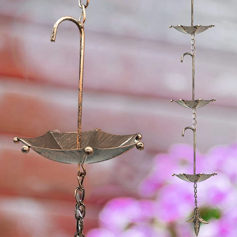 Rain Chains Metal Rain Chain Decorative Umbrella Rain Chain Bell Decor For Home,Replacement For Gutter Downspouts Durable