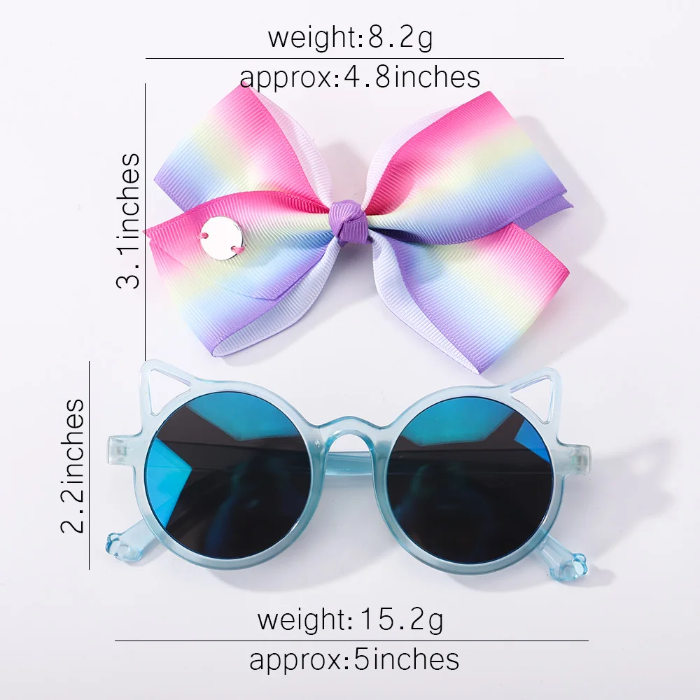 [1 Set] Fashion Big Bows Hair Clip for Girl Creative Personalized Sunglasses Combination Vacation Party Kids Hair Accessories