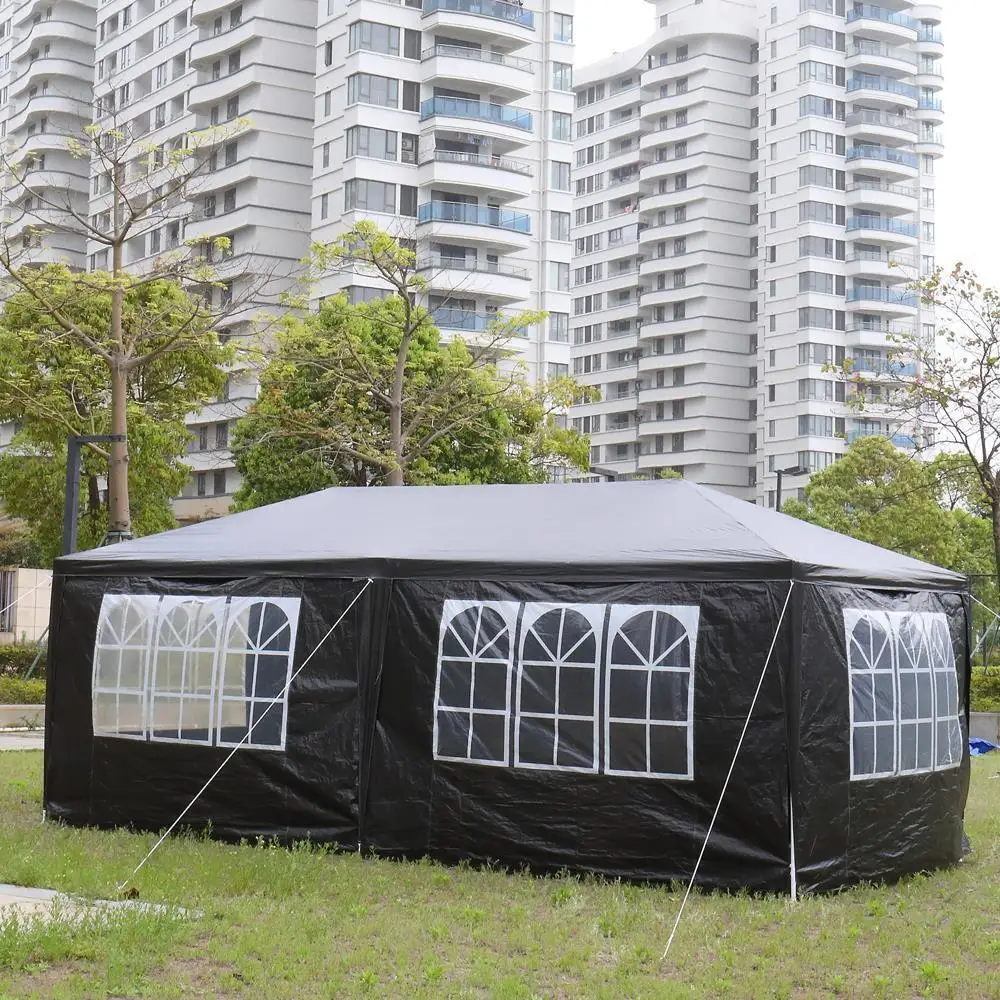 Imagem -03 - Gazebo Preto Exterior para o Partido Barraca do Casamento Dossel Pavilhão do Pátio 10 ft x 20 ft