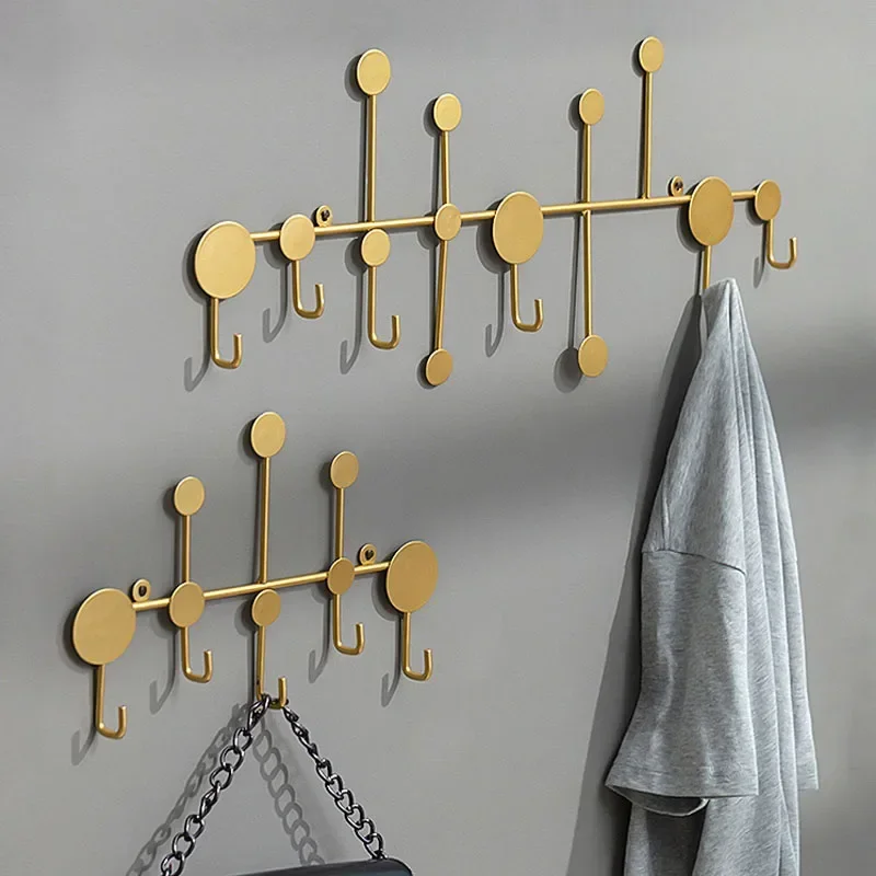 

Wall Decoration Porch Coat Rack Modern Golden Metal Hook Home Accessories Organizers Storage Shelves For Bedroom Key Hanger