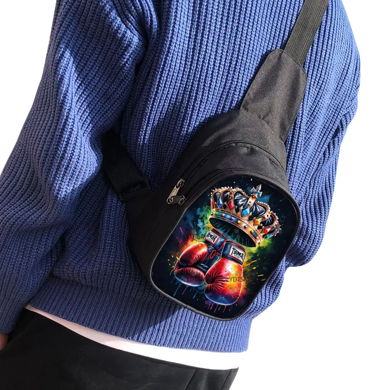 멋진 복서 패턴 가슴 가방 권투 장갑 여성 크로스 바디 가방 여행 싸움 어깨 가방 키 전화 홀더