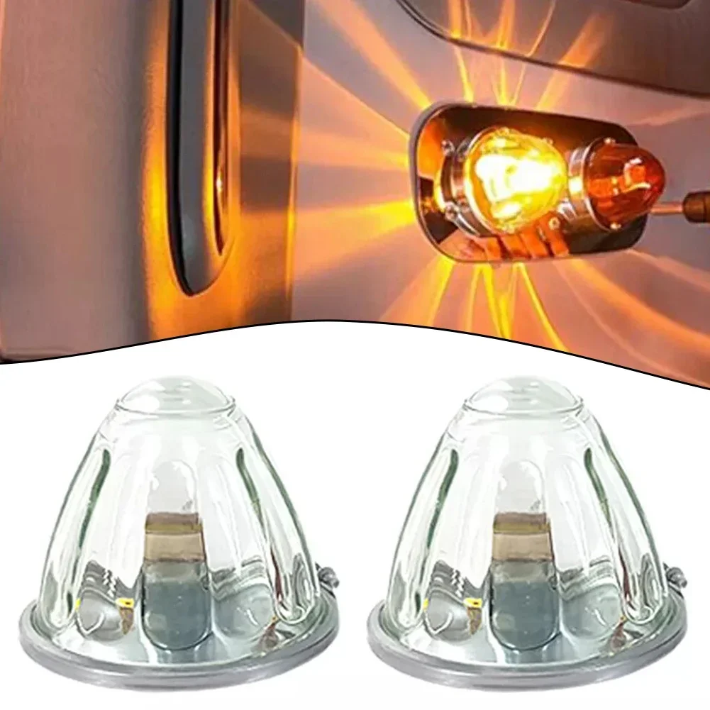 

2x Amber Watermelon Light Glass Kit Clear Lens With 1156 LED Bulb Incandescent 12V Side Marker Light Car Trailer Marker Lights