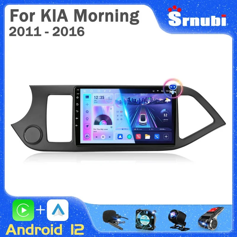 

Srnubi 2Din Android 12 Автомобильный радиоприемник для KIA PICANTO Morning 2 2011-2016 Мультимедийный плеер Carplay Стерео 4G WIFI GPS DVD Головное устройство