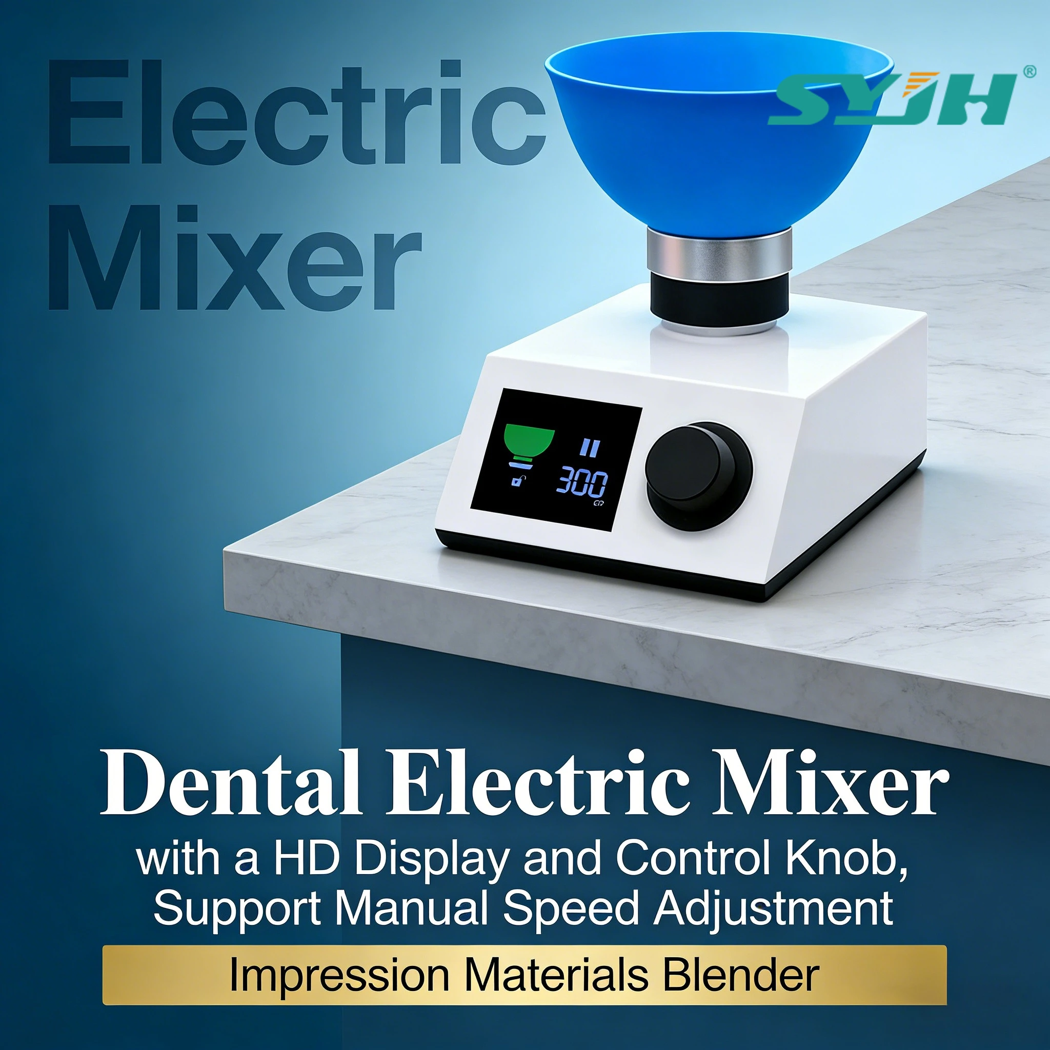 

Dental Electric Mixer with HD Display and Control Knob Support Manual Speed Adjust Alginate Printing Gypsum Blender Equipment