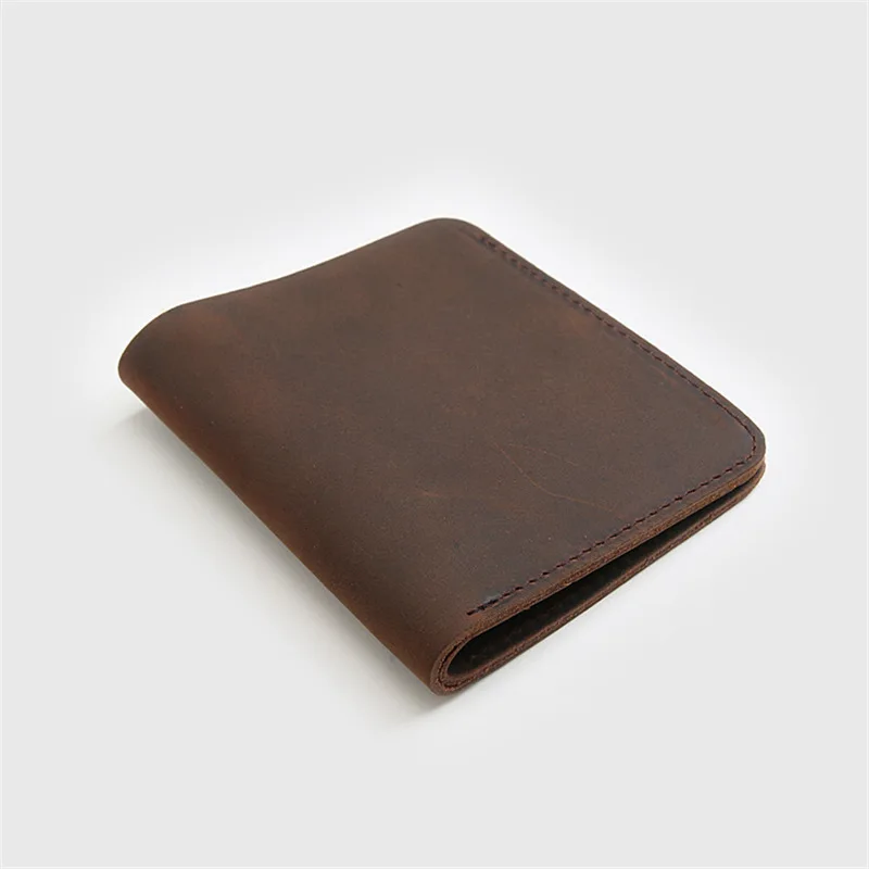 Full Grain Minimalist Leather Wallet Cowhide Compact Handmade Cash Clip Wallet