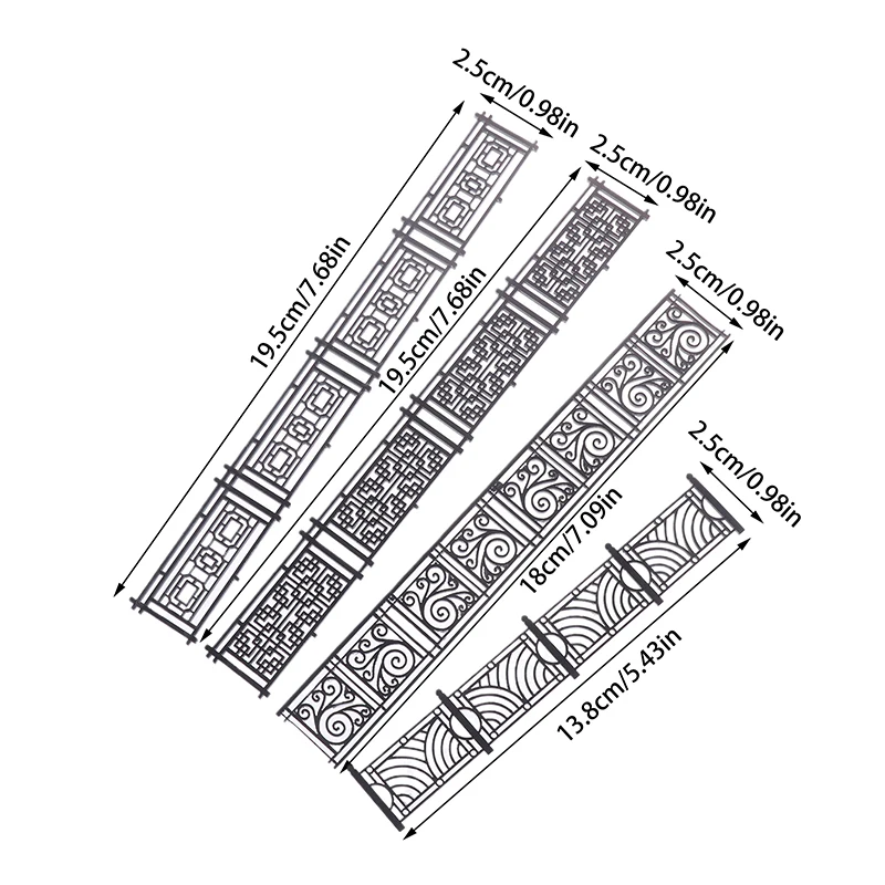 5 sztuk plastikowe ogrodzenia czarno-biała poręcz architektoniczny Model piaskownica stołowa balustrada krajobrazowa DIY ręcznie robiony model ścienny płot