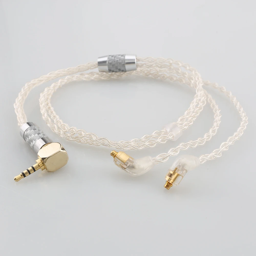 99% Pure Silver 8 Core 2.5mm 4.4mm 3.5mm Earphone Cable For Etymotic ER4SR ER4XR ER3XR ER3SE ER2XR ER2SE