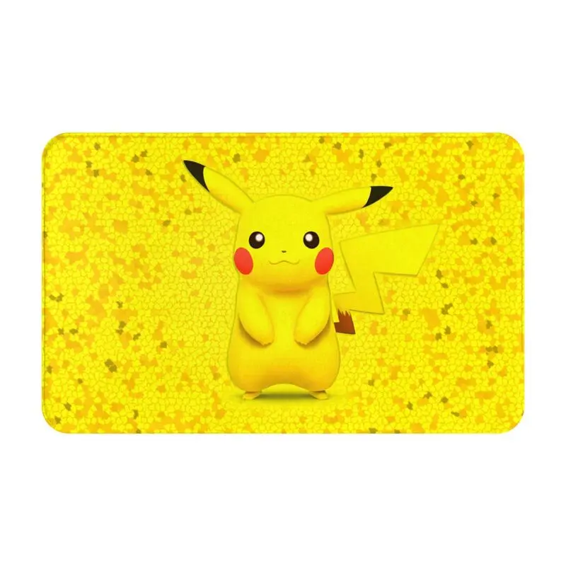 Custom Cartoon Animation Pokemon Pikachu Front Door Mat Anti-Slip Indoor Waterproof Doormat Kitchen Balcony Entrance Rug Carpet