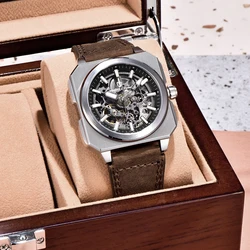 Pagani Design 2024 new 38mm block flywheel luminous hollow dial 50m waterproof casual men's mechanical automatic watch