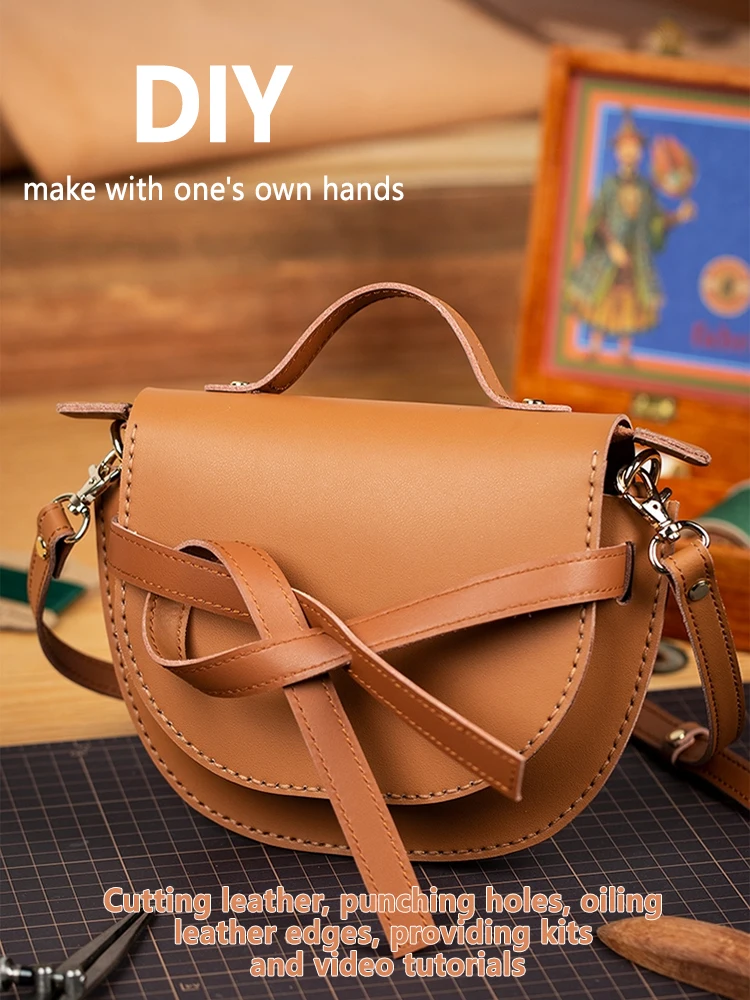 2024 DIY Genuine Leather Shoulder Bag Cowhide Handbag Casual Luxury Design Purse Commuter Travel Office Storage Bag