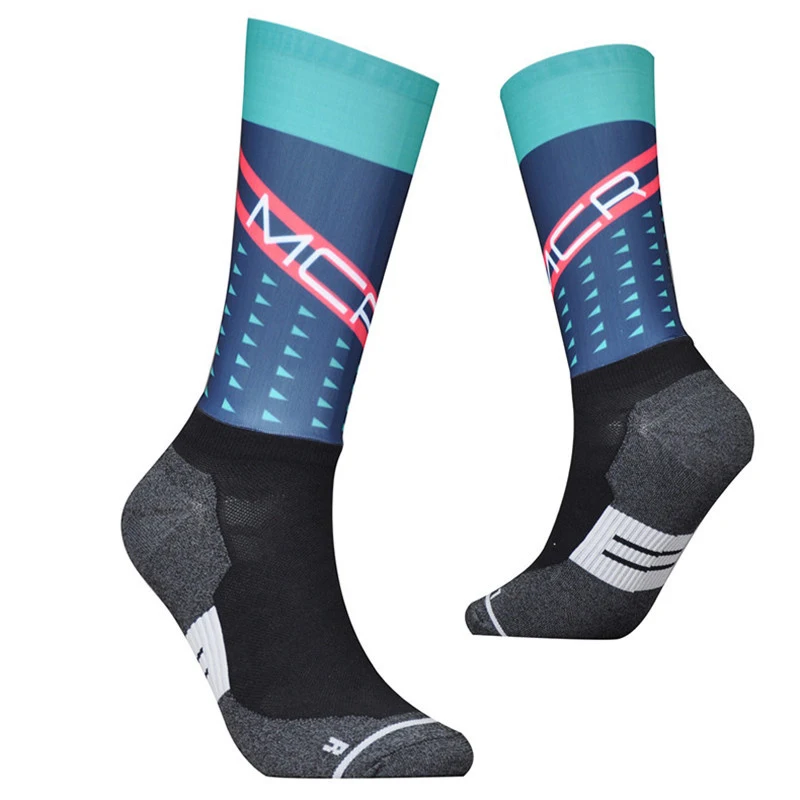 Chaussettes de compression coordonnantes pour hommes et femmes, chaussettes de vélo professionnelles, sports de rue, course, cyclisme, 08