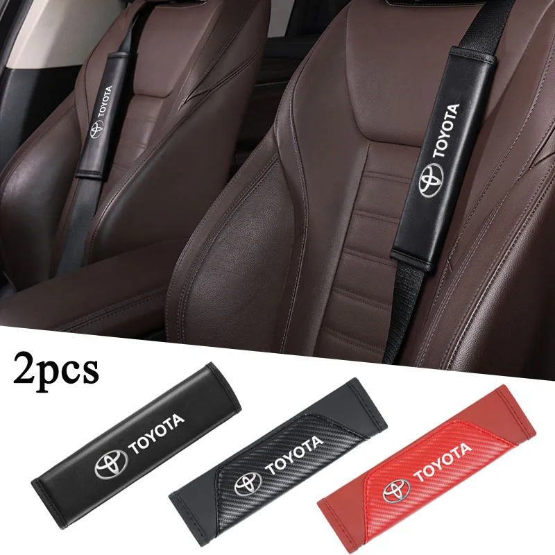 2 قطعة غطاء حزام مقعد السيارة الجلود وسادة الكتف اكسسوارات لتويوتا فيرسو سيينا أفالون كامري فورتشنر هايلاندر مارك-X ميراي #1