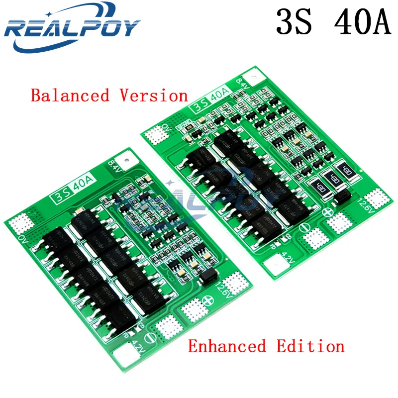 3S/4S 40A 60A Li-ion Lithium Battery Charger Protection Board 18650 BMS For Drill Motor 11.1V 12.6V/14.8V 16.8V Enhance/Balance